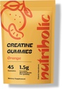 Kreatin Monohidrat Gumiji za moške in ženske - enostavno za prebavo, Vegan, Gluten-free, Non-GMO, 1,5 g Kreatina na Gummy - 45ct (45 grofija, Orange)