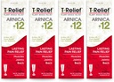 T-Relief Arnica +12 Krema Naravno lajšanje aktivnosti za bolečine v hrbtu bolečine v sklepih bolečine v mišicah in čvrstost, celotno telo hitro deluje olajšava za ženske in moške - 4 oz (4 paket)