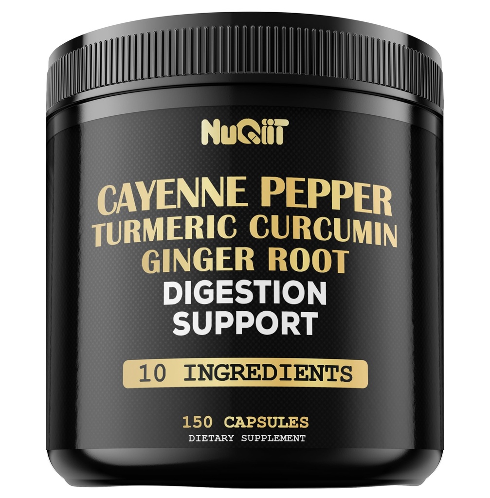 Kapsule Cayenne Pepper z korenino kurkumina, korenino ingverja, Berberine HCl & More - podporni imunski sistem, prebava, skupno zdravje in zdravje srca - 150 kapsul