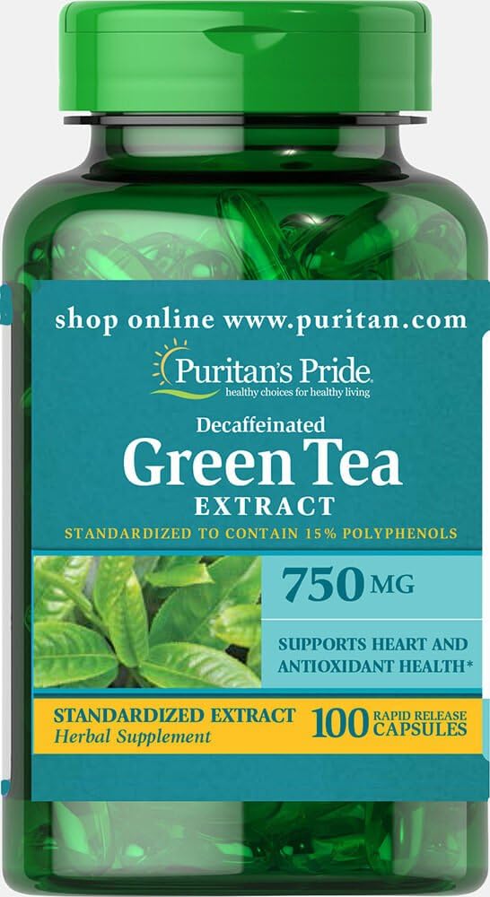 Puritan's Pride brez kofeina standardizirani izvleček zelenega čaja 750 mg- 100 kapsul