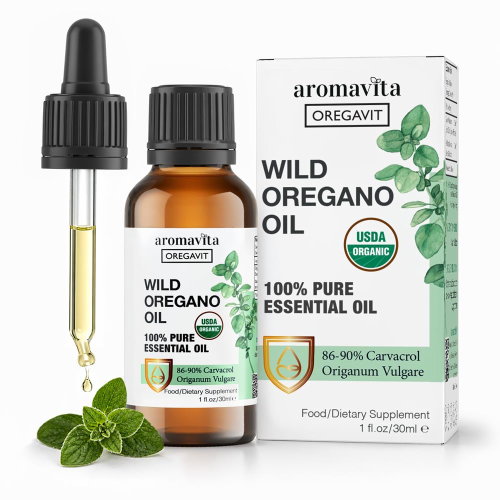 Wild Origano Oil Organic - 100% Pure Nerazredčeno Organsko Origeno Oil z 86-90% Carvacrol, Imunska podpora - rastlinsko-bazen, Zeliščni dodatek - Vegan, Non GSO, Gluten Free, 1fl.oz/30ml