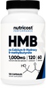 Nutricost HMB (Beta-Hidroksi beta-metilbutirat) 1000 mg (120 kapsul) - 500 mg na kapsulo, 60 Serving - brez glutena in brez glutena