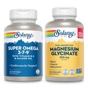 SOLARAY Super Omega 3, 7, 9 in magnezijev glicinat – Esencialne maščobne kisline in kelirani magnezijev giglicinat za zdravo srce, kosti, in podporo za sprostitev - 120 Softgels, 275 VegCaps