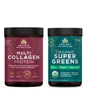 Ancient Nutrition Organic SuperGreens Powder, 25 Servings + Multi Collagen Protein Powder, Unflavored, 45 Servings