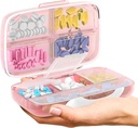 Potovalne tablete Organizator - Airtight Medicine Primer za potovanje Portable Lekarna Box z nalepke Vitamin Container 8 Kompartment Dopolnilno zdravilo Imetnik velike zmogljivosti dnevno (Pink)