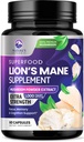 Levi Mane gob Kapsule 10.000mg - Levje Mane Dopolnilne Kapsule za spomin in fokus podporo, Možgani, Imunska zdravstvena podpora, Vegan, Ustekleničen v ZDA, Lions Mane gobe Powder Extract, 60 Število