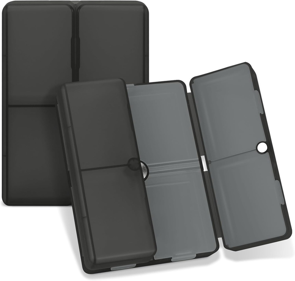 FY Daily tablet Organizator, 7 Kompartmenti Prenosne tablete primeru tabletke potovalne Organizator,[Folding Design] Tablete Škatla za Purse Pocket obdržati vitamine,Cod Jetrno olje,Dodatki in zdravila-Clear Black