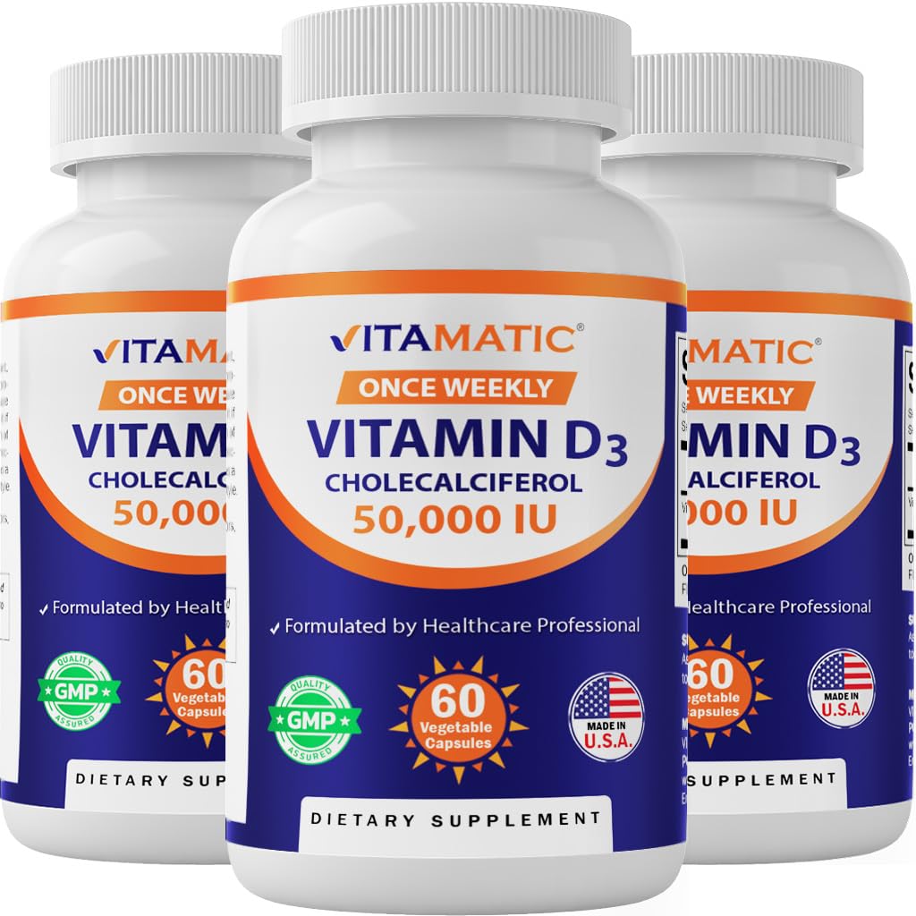Vitamatski paket 3 vitamina D3 50.000 i.e. (kot holekalciferol), enkratni tedenski odmerek, 1250 μg, 60 Veggie kapsul 1 leto oskrba, progresivna formula pomoč vitamin D pomanjkljivosti
