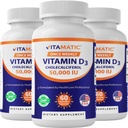 Vitamatski paket 3 vitamina D3 50.000 i.e. (kot holekalciferol), enkratni tedenski odmerek, 1250 μg, 60 Veggie kapsul 1 leto oskrba, progresivna formula pomoč vitamin D pomanjkljivosti