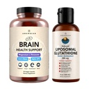 AMANDEAN Premium Brain Health Supplement & Liposomal Glutatione Bundle. Trojna Formula z magnezijevim L-treonatom, USA-Grown organski lev Mane 6:1 ekstrakt, in Alpha-GPC. Podpora Kognicija, Focus &
