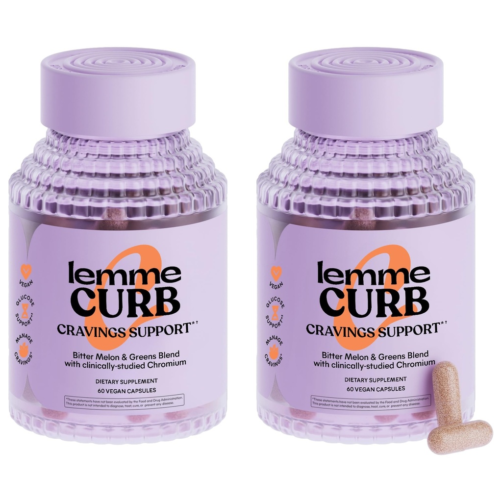 Lemme Curb - Cravings, Izboljšati carb Presnova, Podpora za obvladovanje telesne teže, Klinično Študiran Chromium Pikolinat, Bitter Melon, Ceylon Cinamon & Greens Superfood - 60 Število (Pack of 2)