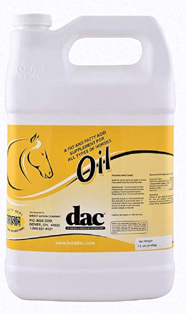 DAC Oil Gallon Jug Konj Teža Pridobivanje Calorie Maščobne kisline Oblačila kože Dopolnilo