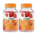 Življenjski B Complex + Vitamin D 10000 IU, Gummies Bundle - odličen okus, Vitamin dopolnilo, Gluten brezplačno, GSO brezplačno, Žvečljiva