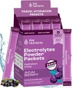 KLJUČNI HRANILCI Multivitaminski elektroliti Powder Packets - Delicious Acai Berry 40 Pack Hydration Packets - Travel Hydration Powder - Brez sladkorja, brez kalorij, brez glutena - Made in USA