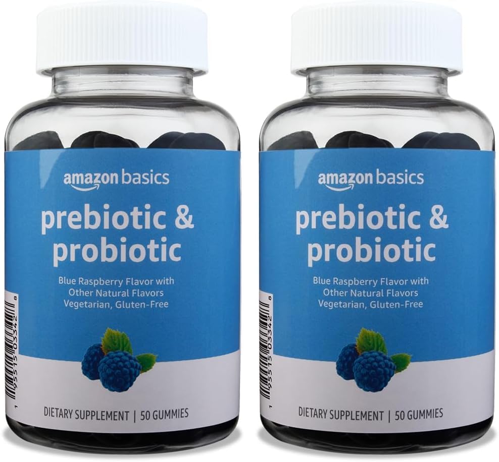 Osnove Prebiotic & Probiotic Gummies, 2 milijarda CFU, Modra malina, 50 Število (2 na služijo) (Prej Solimo) (Pack od 2)