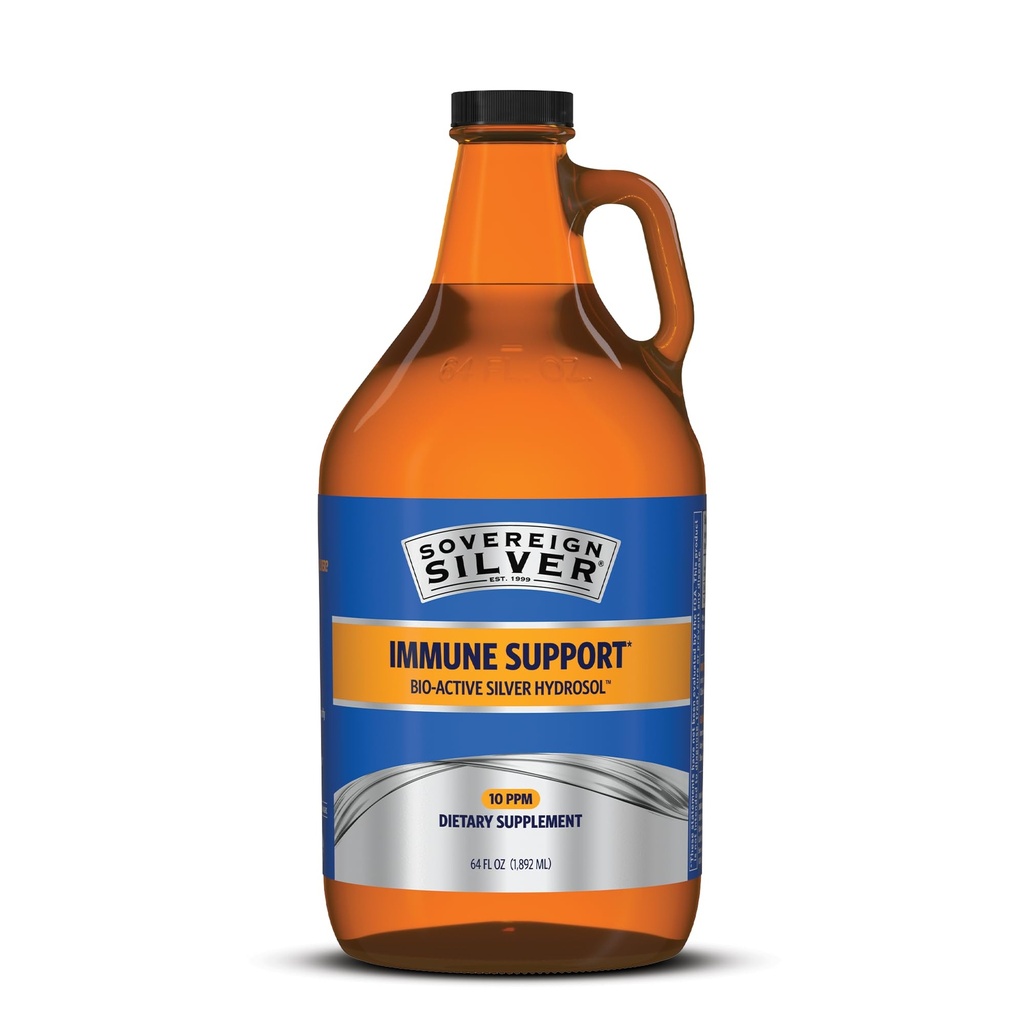 Suverena srebrna imunska podpora – koloidno srebro, bioaktivna srebrna hidrosol, 10 ppm, tekoči Twist Top, 64 Fl Oz, (1.892 ml)