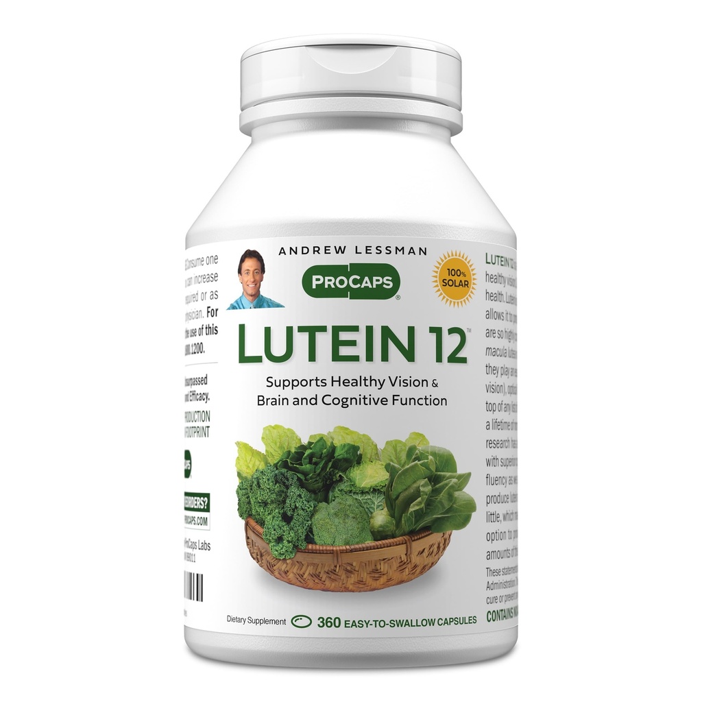 ANDREW LESSMAN Lutein 12 mg - 360 Softgels - Ultra visoke ravni luteina. Močen antioksidant karotenoid. Podpira zdravje oči in spodbuja zdravo vid in kožo.