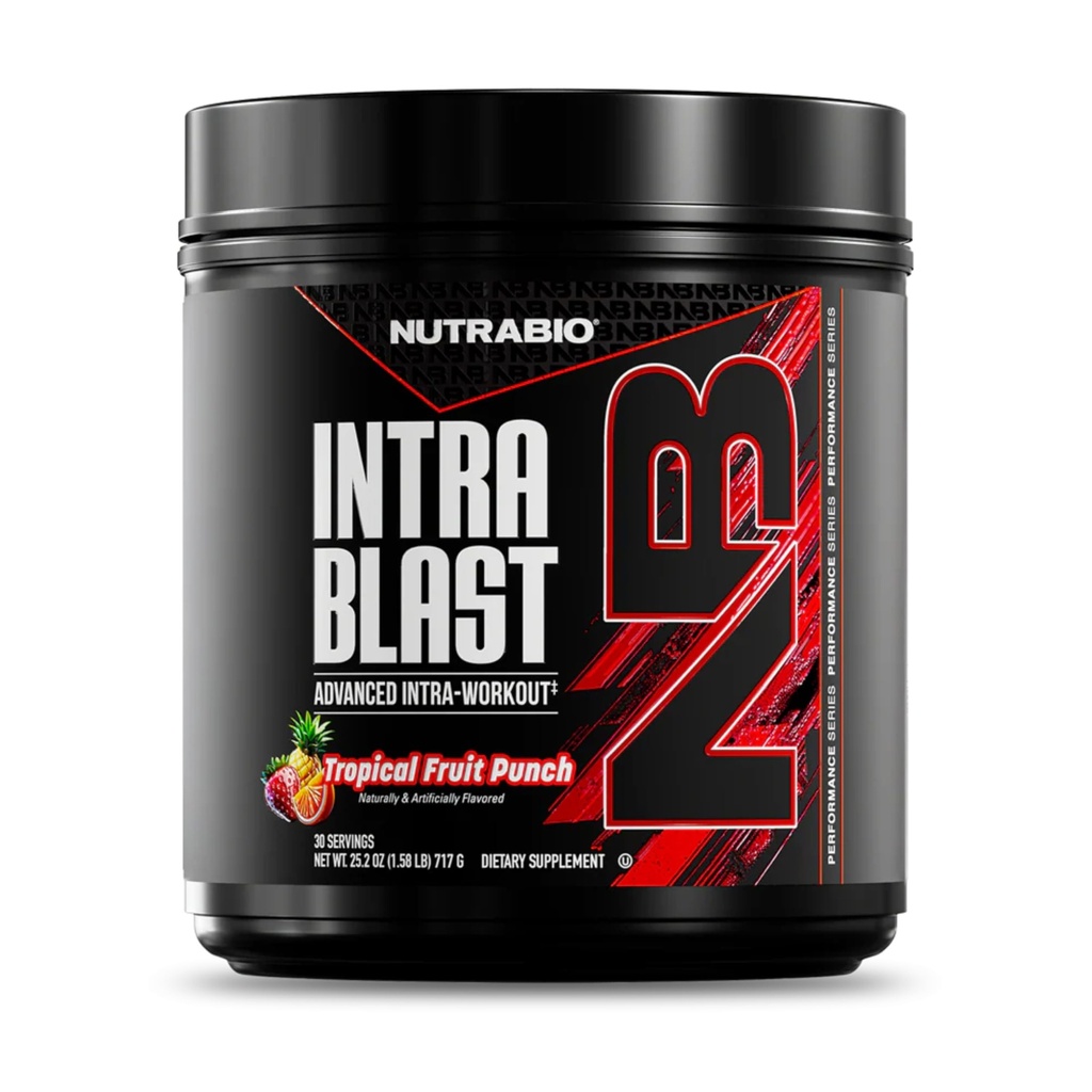 NutraBio Intra Blast Bcaa Powder Aminokisline dopolnilo, Elektrolit in Hidracija Mešanica, Intra, Pred vadbo in mišična regeneracija, 20g Eaa Aminokisline v prahu, 5g Glutamin- Tropsko sadje Punch, 30 Serving