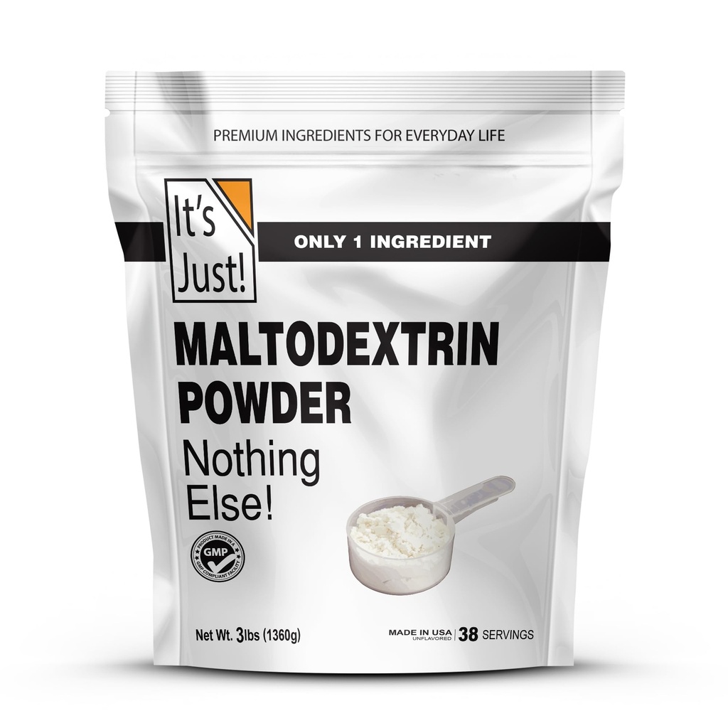 To je Just! - Mass Gainer Powder, 100% maltodekstrin (kompleks ogljikovi hidrati), Trajna energija, hitra absorpcija, Ne-GMO, Preprosto Dodajte v vsako stresanje beljakovin, 3LBs / 38 Servings