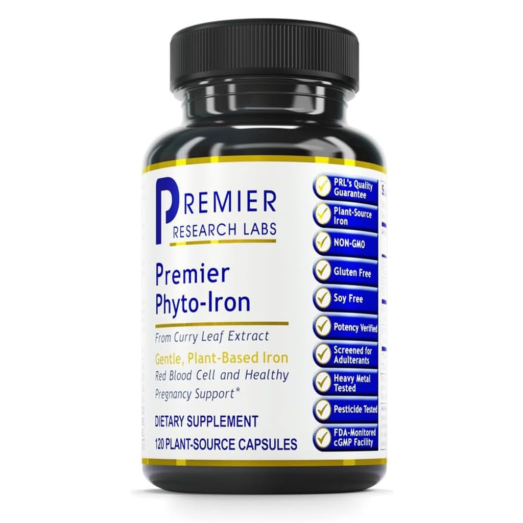 Premier Research Labs Phyto-Iron - rastlinsko železo za moške in ženske za podporo krvi, curry Leaves dopolnilo, železove dodatke, ne-Heme železa, 18mg železa na služijo - 120 vegetarijanske kapsule