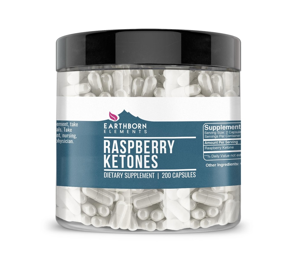 Elementi pozemeljskega rodu Raspberry Ketones 200 kapsul, čisti in nerazredčeni, brez dodatkov
