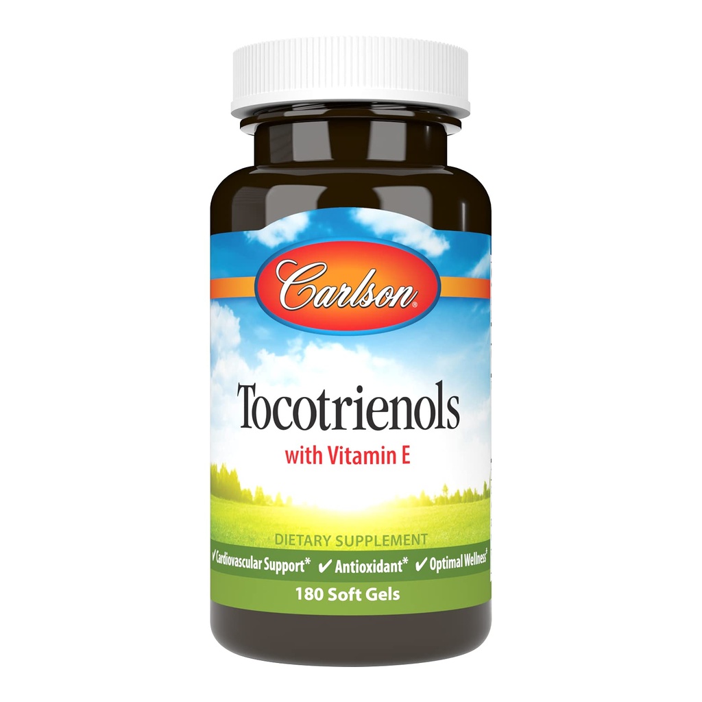 Carlson - Tocotrienols, 40 mg, z naravnim virom vitamina E, Gama, Alpha, Delta, Beta, trajno pridobljena, 180 Softgels
