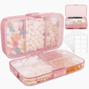 FYY Tedenske tablete Organizator z nalepkami,8 Kompartmenti Travel Daily Pill Primer Airtext Nepropustne velike tablete Škatla za zadrževanje vitaminov, ribje olje, dodatki,Cotton Swab in Bandages-Pink