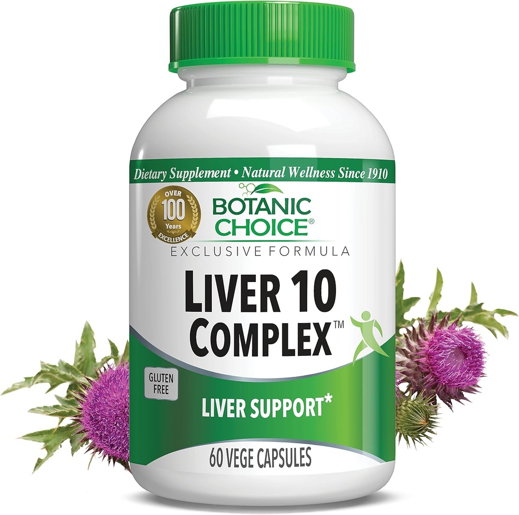 Botanična izbira jeter 10 Complex - Premium jetrna zdravstvena podpora in Wellness dodatek - naravna zeliščna mešanica z mlekom Thistle ekstrakt, lecitin, in kurkumin C3-60 tablete