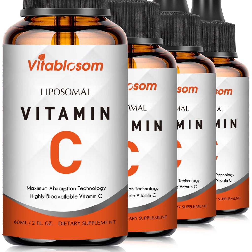 Liposomski vitamin C 2000mg Tekoči za odrasle, visoka absorpcija VIT C, povečanje vitamina C, za imunski sistem in antioksidant, 60ML (4 steklenice)