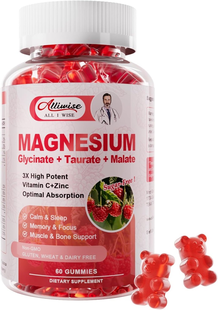 Magnezij Glycinate Gumies,Magnezij Kalij dodatek s Taurat, Malate, Vitamini D, C, B6, Kalcij,Body podpora,Raspberry Magnezium Gumies za odrasle in otroke