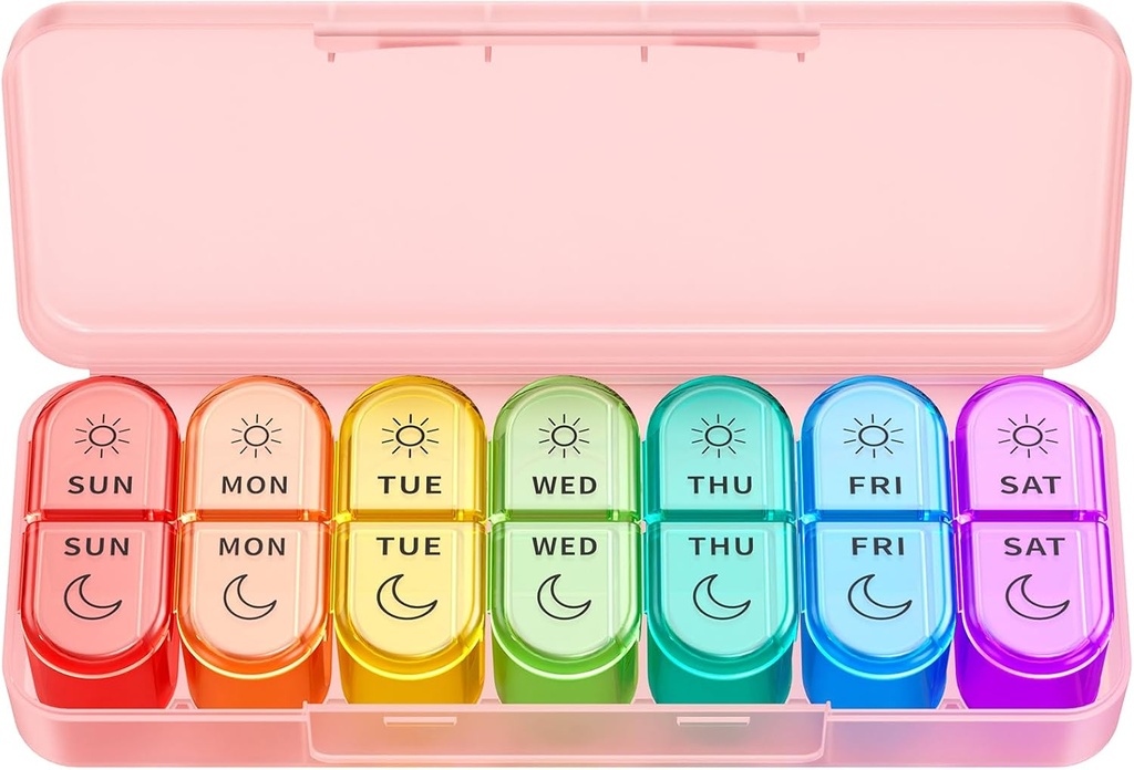 Tedenske tablete Organizator 2 krat na dan - AM PM tablete Organizator s 7 Dnevno barvno kodirane majhne primere, Jutranje in nočne tablete tablete Primeri za vitamine, Medicina, & dodatki