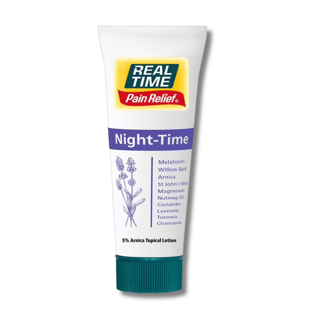 Real Time Pain Relief Night-Time Cream - 3oz Tube | Sleep Aid with 21 Natural Ingredients | Relieves Joint and Muscle Discomfort for More Restful Sleep | Includes Melatonin, Lavender, Magnesium