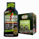 Vitamin Energy Workout+ Dodatna moč Energija Shot Sour Apple 24 Pack, 260mg Naravni kofein, Pred-workout, B-Vitamini, Minerali, vzdržljivost in zmogljivost, Nič sladkorja, Gluten-free, Vegan, 1,93 fl oz