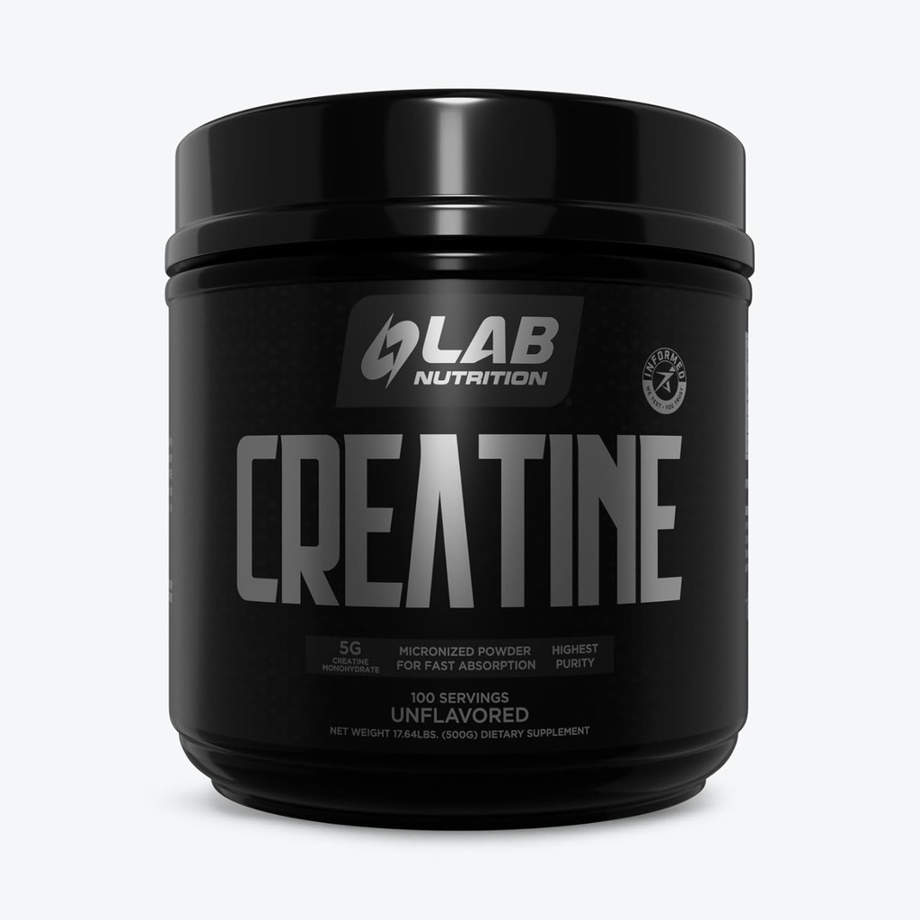 Lab Nutrition Kreatin Monohidrat Mikroniziran prašek 500G, 5000mg na Serv (5g) Keto Prijazen, Mikroniziran Kreatin Monohidrat, 100 Serving, 17.64 Ounces, Unflavored