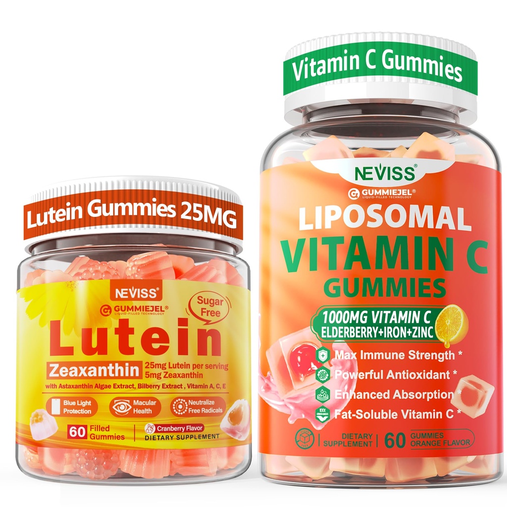 NEVISS 1Pack liposomski vitamin C 1000mg Gumies + 1Pack Lutein Zeaksantin dopolnila Gumies