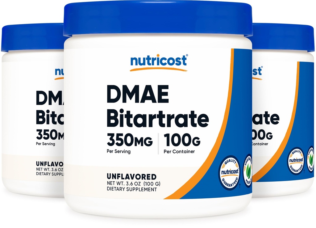 Nutricost Pure DMAE-Bitartrate prašek 100G (3 steklenice)