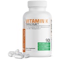Bronson Vitamin K Trojna igra (vitamin K2 MK7 / vitamin K2 MK4 / vitamin K1) Celoten spekter kompleks Vitamin K Dopolnilo, 90 kapsul
