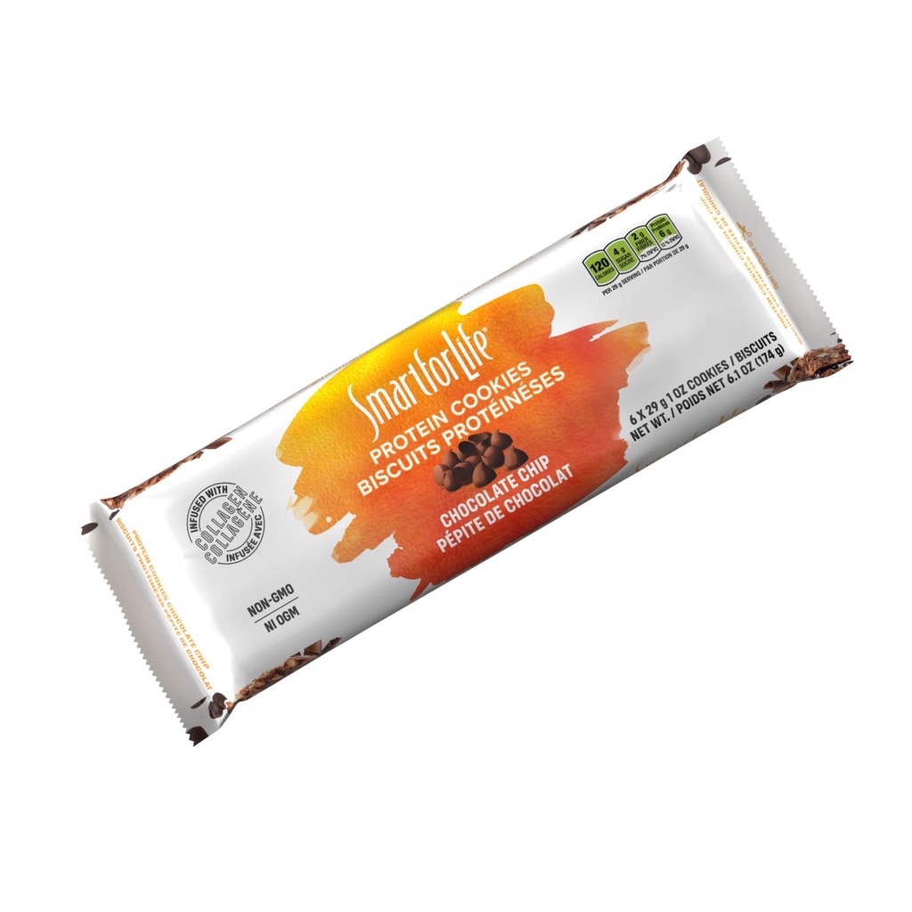 Smart for Life Chocolate Chip Protein Cookies - Diet z visoko vsebnostjo beljakovin - 6 Count - Nadomestek obroka - Prigrizek - Nizki sladkor Nizki kaloriji Super visoki vlakni Piškotki - Prigrizek beljakovin