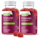 Viteey Vitamin B Complex Gumies with Vitamin C - Energy, Presnova in Imunska podpora - B6, B12, Niacin, Folna kislina, Biotin, Kalcij - Vegan, Gluten-free - 120 Count