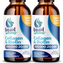 Tekoči kolagen in biotin, 2 Fl. Oz, ultra močan kolagen dopolnila za ženske, Keto prijazno biotin za rast las ženske, nohti, in vitamini kože B7 colageno peptidi – vanilija aroma - 2 paket