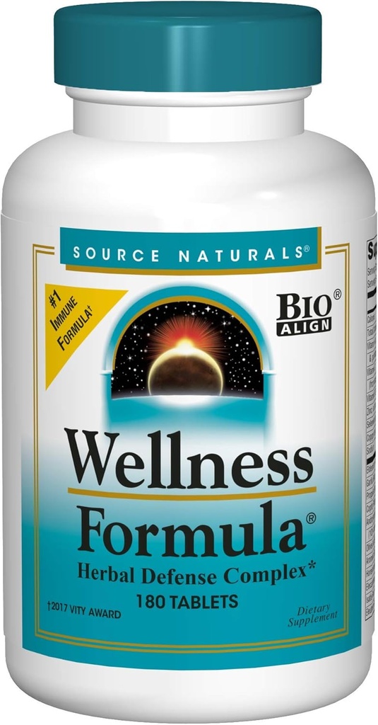 Source Naturals Wellness Formula Bio-Uravnana, Echinacea Free Vitamins & Zeliščna obramba - Imunski sistem podpora dodatek & Immunity Booster - 180 Count