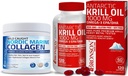 Bronson Marine Collagen Peptides Hidrolizirani Beljakovine v prahu + Antarktično olje krila 1000 mg z Omega-3s EPA DHA
