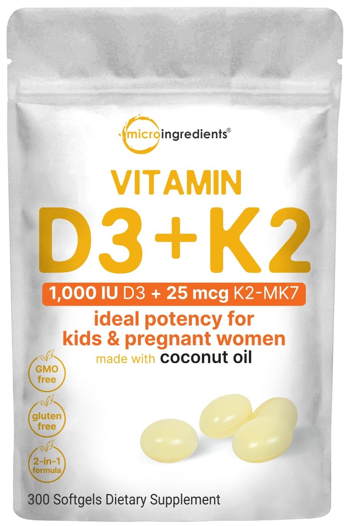 Mikro sestavine Vitamin D3 1.000 i.e. + K2 MK-7 25 μg, 300 softgels 