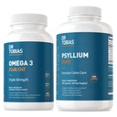 Dr. Tobias Omega 3 Ribje olje & Psylium Dnevni dodatki za srce, možgane in imunske podpore, zdravo gibanje Bowel podpira s Psyllium Husk kapsule