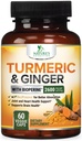 Kurkumin dodatek 2600mg - z organsko ingver & kurkuma, BioPerin črna paprika Izvleček 95% kurkuminoidi - Napredna absorpcija Joint & Antioksidant Dodatna podpora moči - 60 kapsul