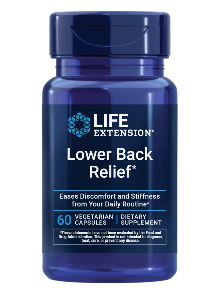 Life Extension spodnji hrbet Relief, kitajski Chaste Tree, ingver Extract, za neprijeten občutek spodnjega hrbta in občasno Stiffness, Non-GMO, Gluten Free, Vegetarijanski, 60 kapsul