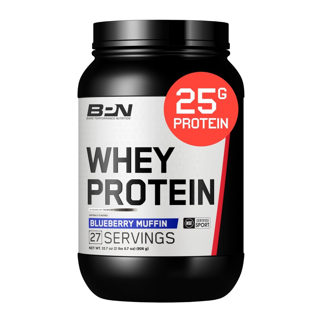 Bare Performance HRANILNO, BPN Whey Protein + Kazein Beljakovinska mešanica v prahu, borovničev Muffin, 25g beljakovin na serviranje podpira Lean Muscle Recovery, 27 Serving, tretja stranka testiran