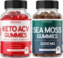 Keto ACV Gummies (60 Count) Napredno hujšanje Formula in Irish Sea Moss Gummies (90 Count) z Bladderwrack & Burdock Root za ščitnico, energijo in imuno podporo - Non GSO, Vegan Safe & Made in US