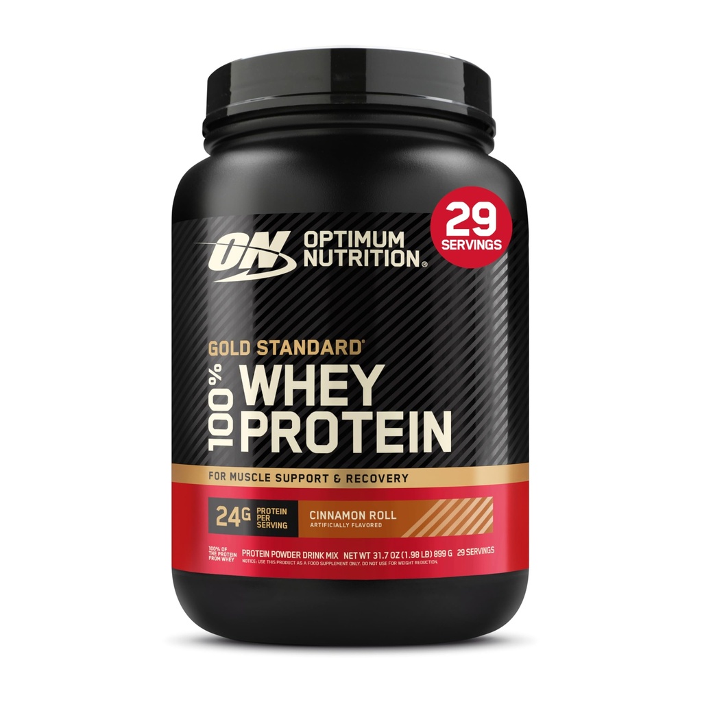 Optimum Nutrition New Flavor Gold Standard 100% Whey Protein Powder, cimetov zvitek, 2 funta (paket po 1) (Packaging May Vary)