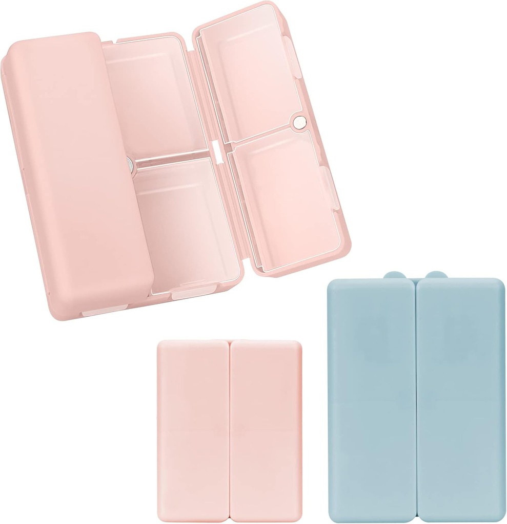 FY 2 Pcs Daily Pill Organizator, 7 Kompartmenti Prenosne tablete primeru tabletke Organizator,[Folding Design] Tablete Škatla za žepek za zadrževanje vitaminov,Cod olje jeter,Dopolnitve in zdravila-Pink+ Mornarica